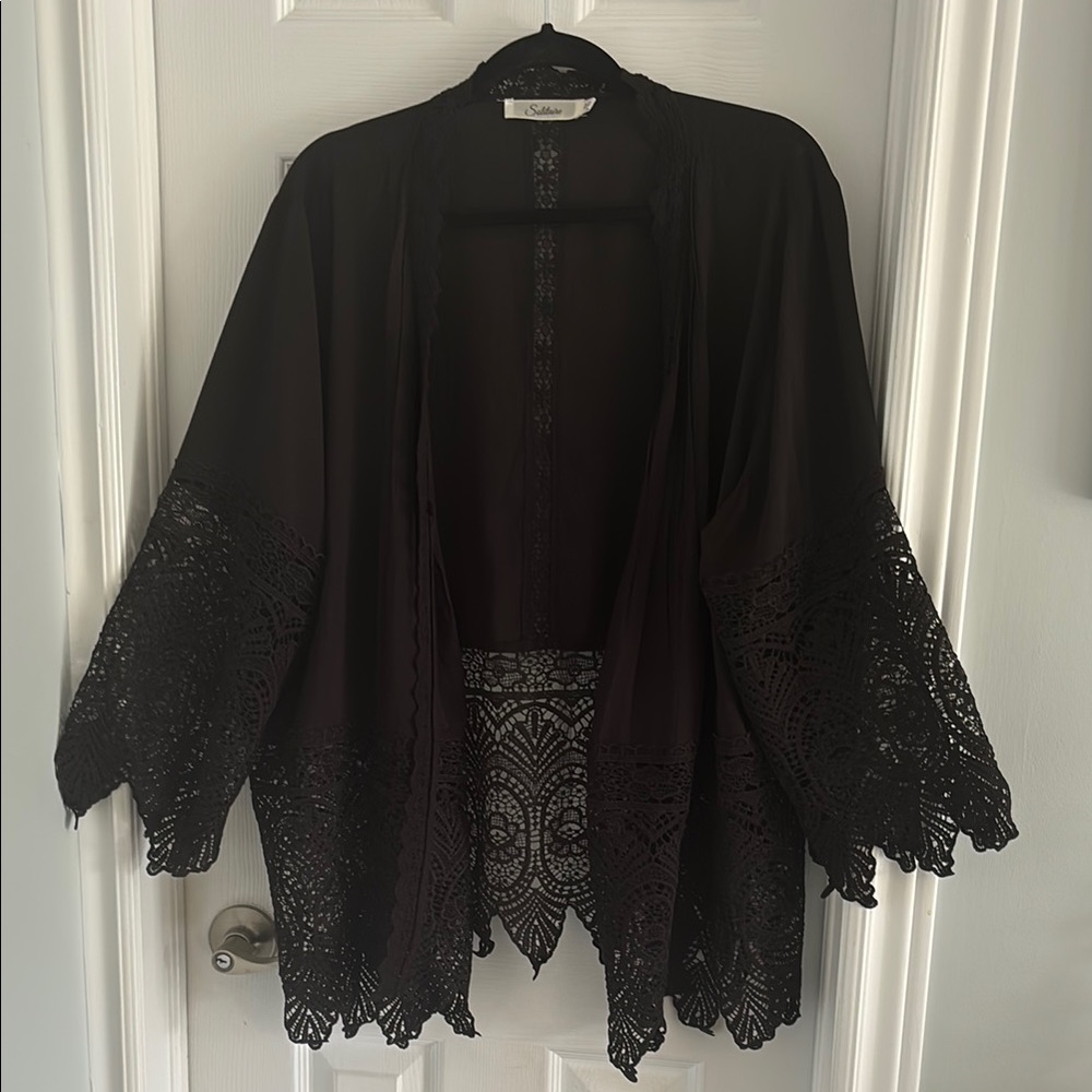 Black Lace Kimono Cardigan